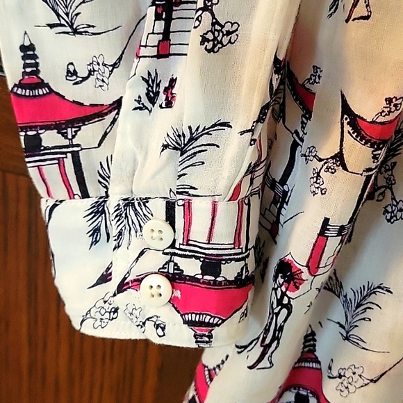 Jude Connally Chinoiserie pattern button down, size S - Picture 3 of 5